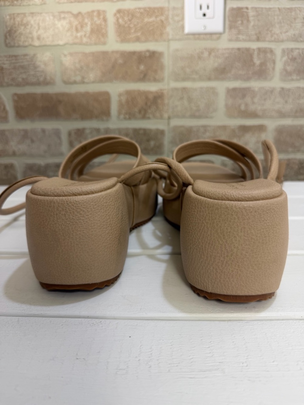 Altar’d State Women’s Nude Platform Ankle Wrap Sandals Size 6 Graduation Summer - Picture 8 of 11
